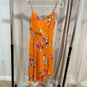 Parker Asymmetrical Orange Floral Dress